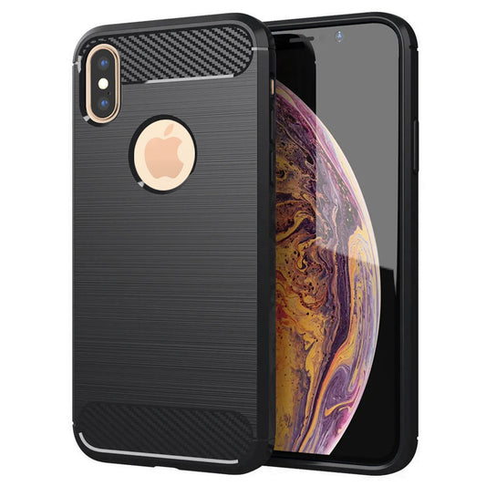 Hülle für Apple iPhone XS Max, Techsuit, Carbon, Schwarz