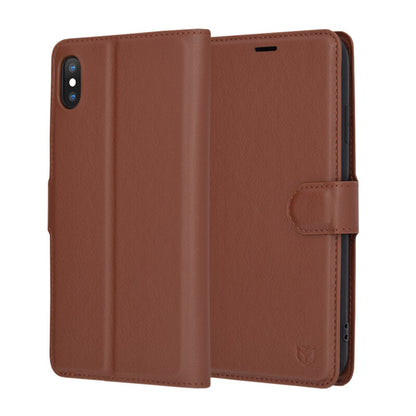 Custodia per Apple iPhone XS Max, Techsuit, Leather Folio, Marrone