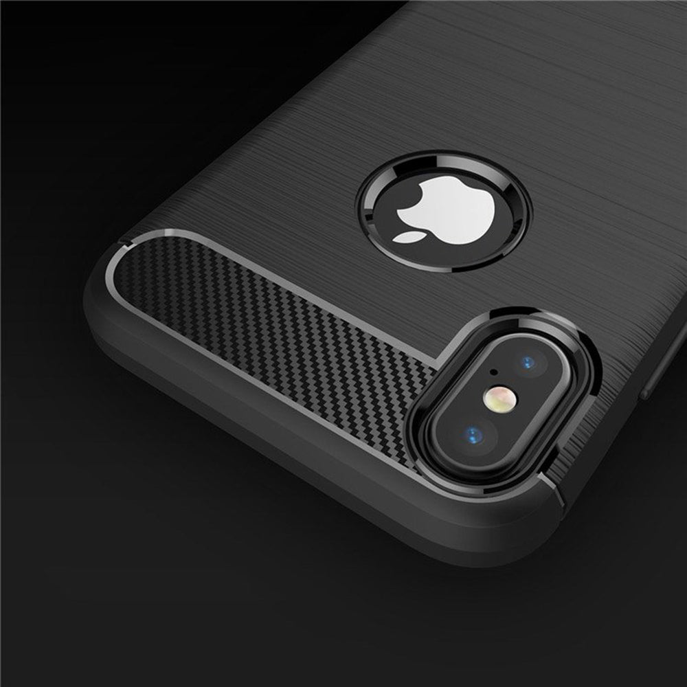 Custodia per Apple iPhone XS / X, Techsuit, Carbonio, Nera