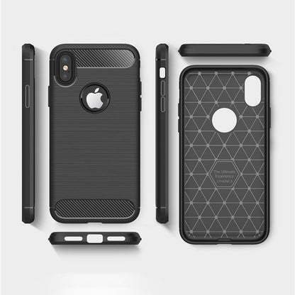 Custodia per Apple iPhone XS / X, Techsuit, Carbonio, Nera