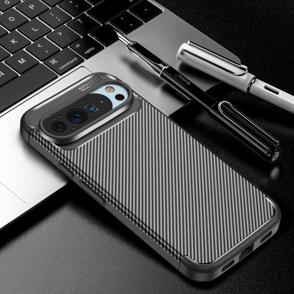 Custodia per Google Pixel 10 Pro XL, Techsuit, CarbonFiber, Nera