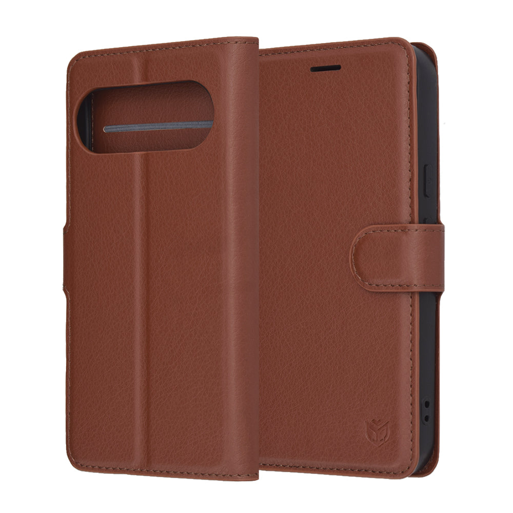 Hülle für Google Pixel 10 Pro XL, Techsuit, Leder-Folio, Braun