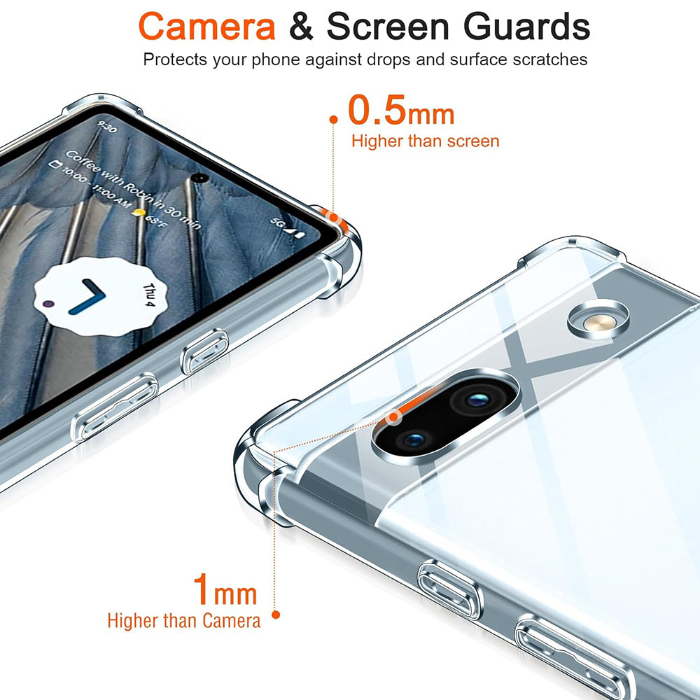 Custodia per Google Pixel 7a, Techsuit, Shockproof Clear, Trasparente