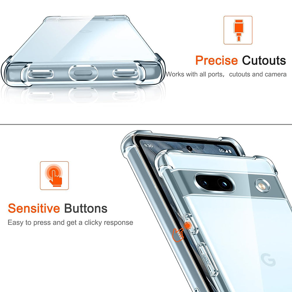 Custodia per Google Pixel 7a, Techsuit, Shockproof Clear, Trasparente