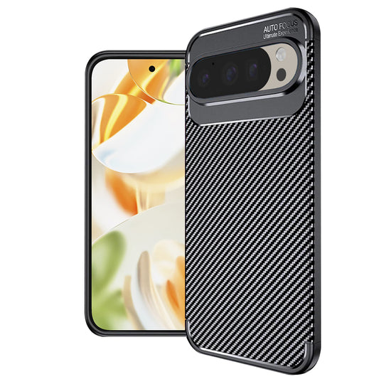 Coque pour Google Pixel 9 Pro, Techsuit, Fibre de carbone, Noire