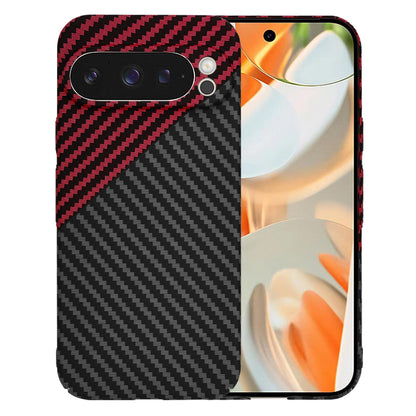 Custodia per Google Pixel 9 Pro, Techsuit, Carbonite FiberShell, Nero Rosso