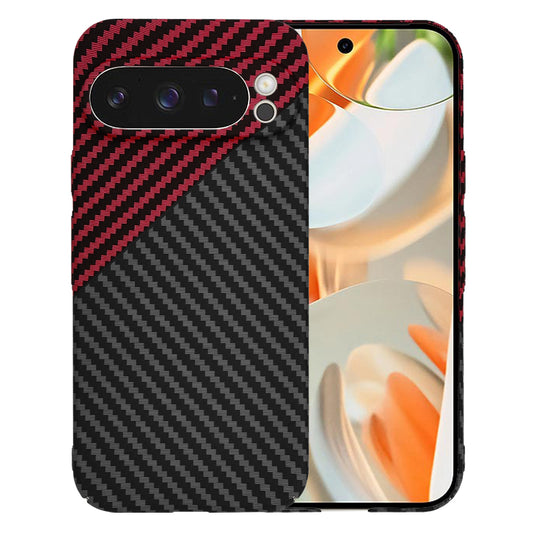 Coque pour Google Pixel 9 Pro, Techsuit, Carbonite FiberShell, Noir Rouge