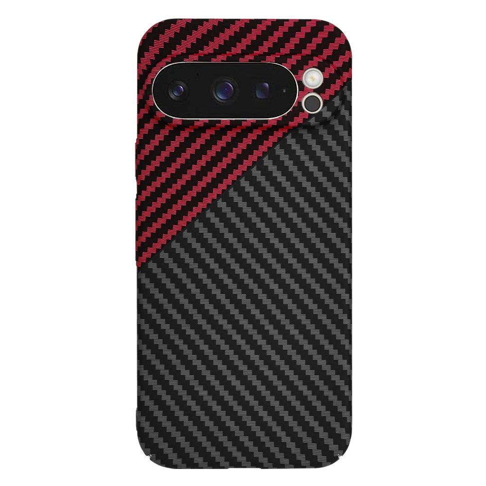 Custodia per Google Pixel 9 Pro, Techsuit, Carbonite FiberShell, Nero Rosso