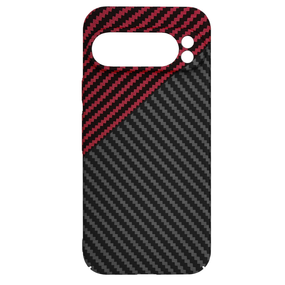 Custodia per Google Pixel 9 Pro, Techsuit, Carbonite FiberShell, Nero Rosso