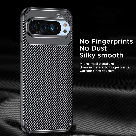 Custodia per Google Pixel 9 Pro XL, Techsuit, CarbonFiber, Nera