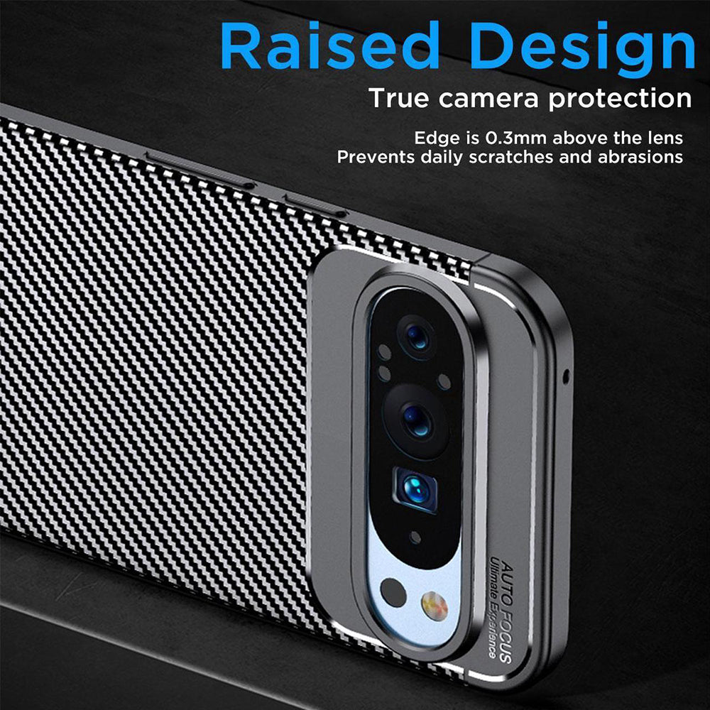 Custodia per Google Pixel 9 Pro XL, Techsuit, CarbonFiber, Nera