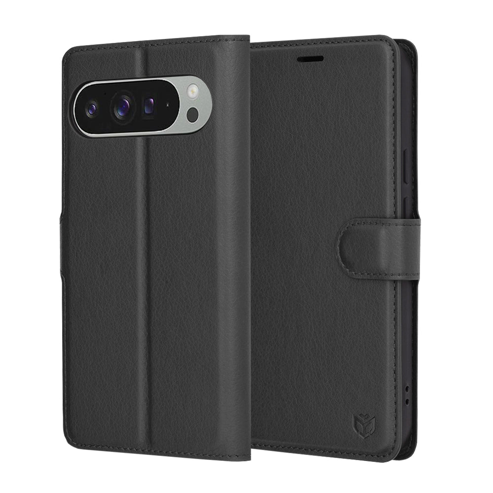 Case for Google Pixel 9 Pro XL, Techsuit, Leather Folio, Black
