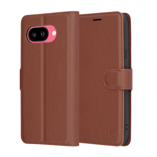 Custodia per Google Pixel 9a, Techsuit, Leather Folio, Marrone