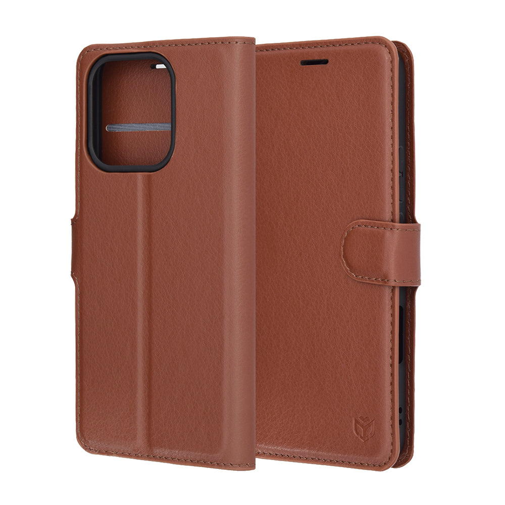 Hülle für Honor 400 Lite, Techsuit, Leder-Folio, Braun