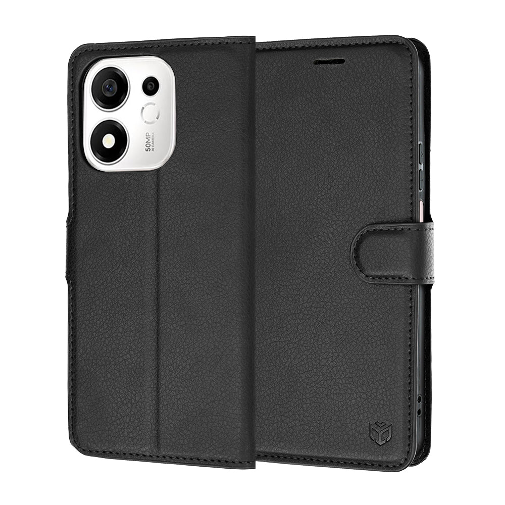 Coque pour Honor 600 Smart, Techsuit, Leather Folio, Noire