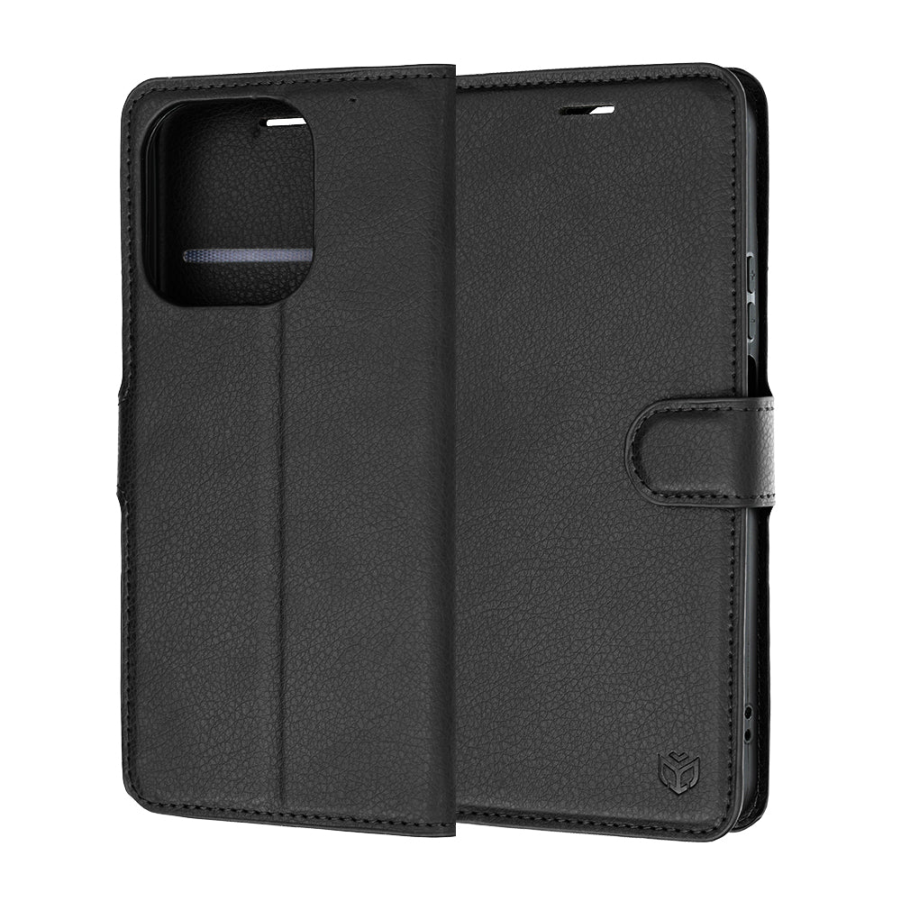 Coque pour Honor 600 Smart, Techsuit, Leather Folio, Noire