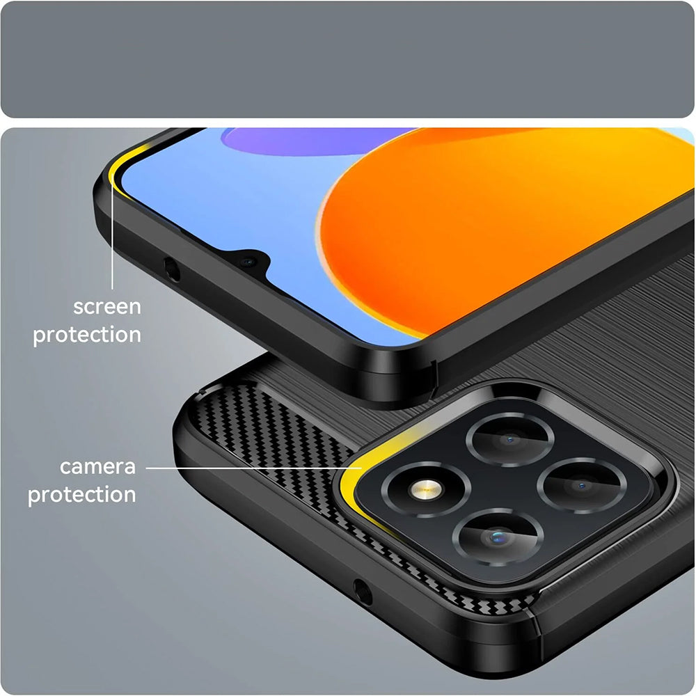 Hülle für Honor 70 Lite / X6 / X8 5G, Techsuit, Carbon, Schwarz