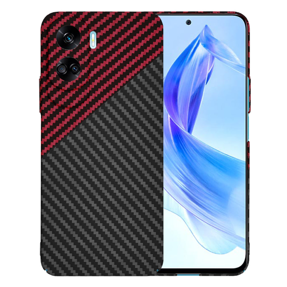 Custodia per Honor 90 Lite, Techsuit, Carbonite FiberShell, Nero Rosso