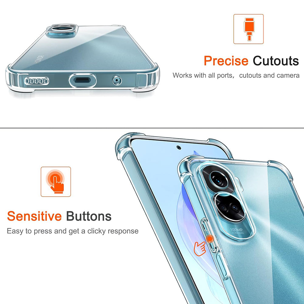 Custodia per Honor 90 Lite, Techsuit, Shockproof Clear, Trasparente