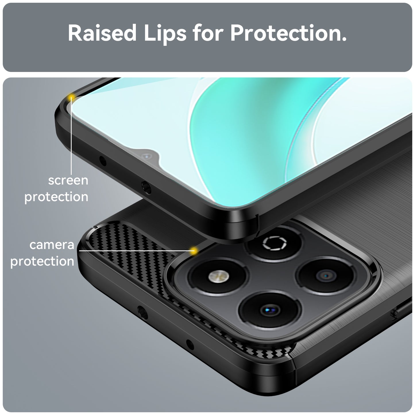 Hülle für Honor X6b, Techsuit, Carbon, Schwarz