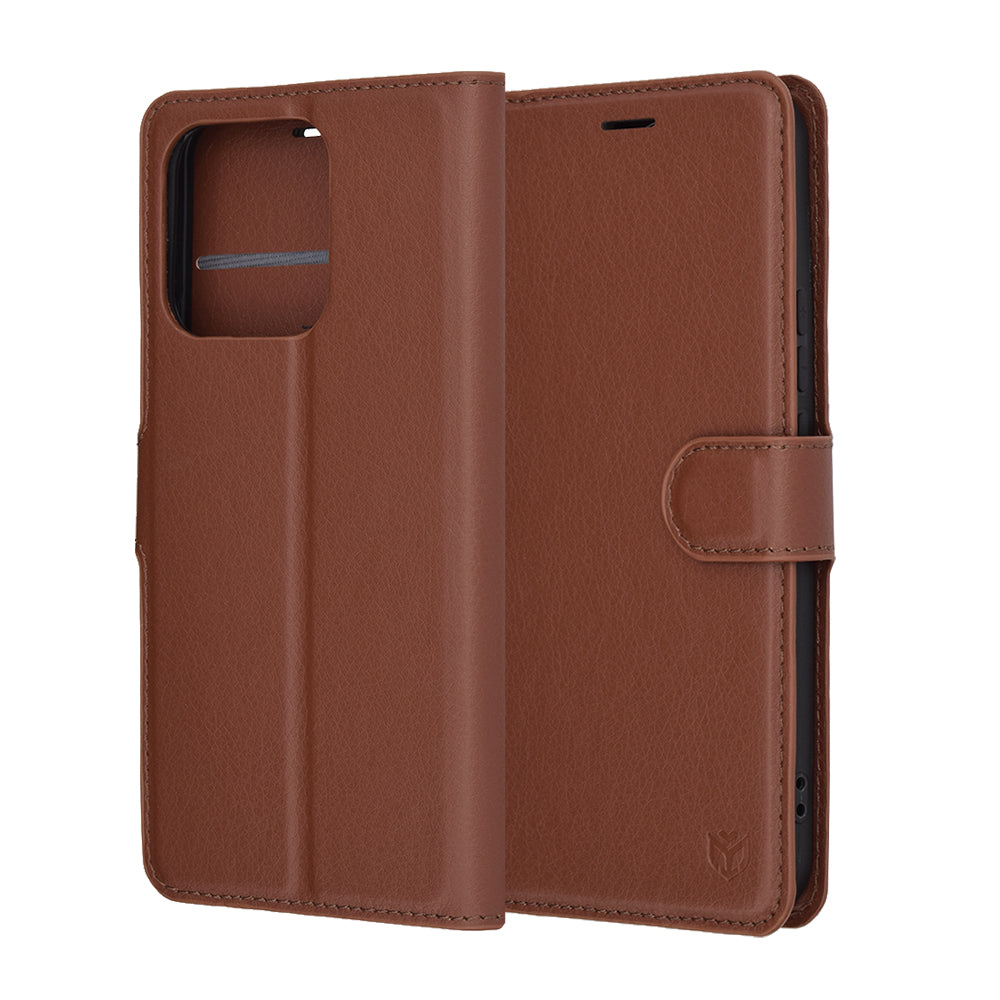 Hülle für Honor X8c, Techsuit, Leder-Folio, Braun