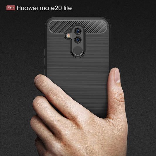 Custodia per Huawei Mate 20 Lite, Techsuit, Carbonio, Nera