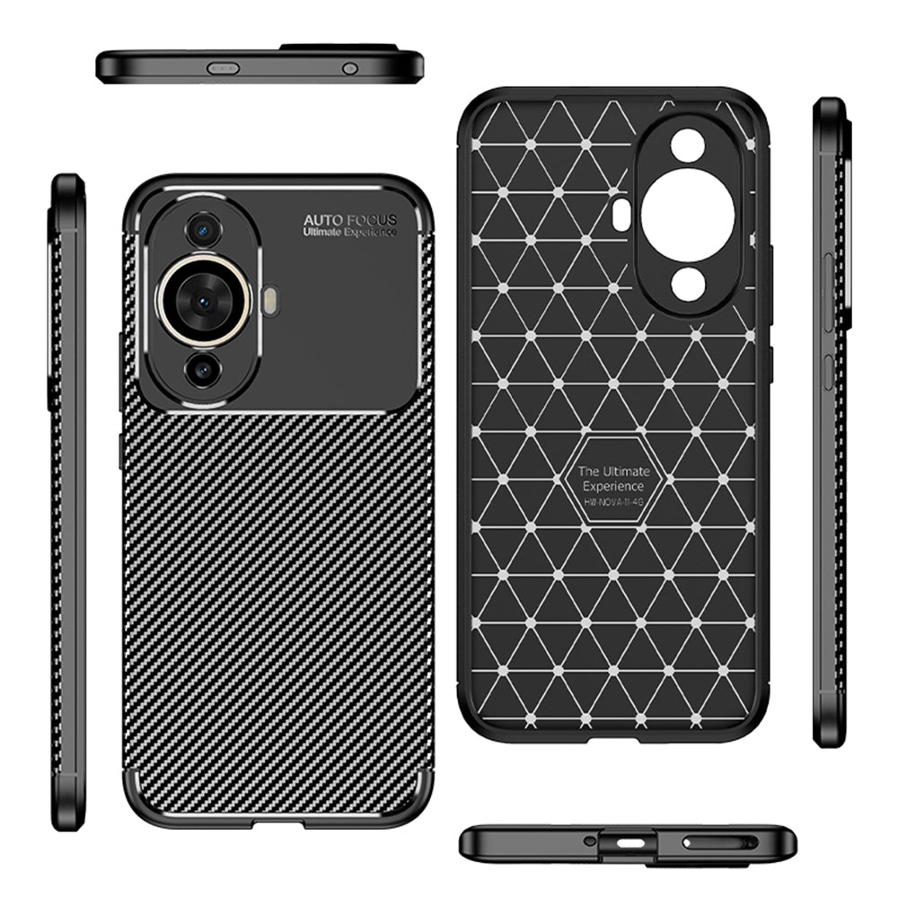 Custodia per Huawei nova 12s / nova 11, Techsuit, CarbonFiber, Nera
