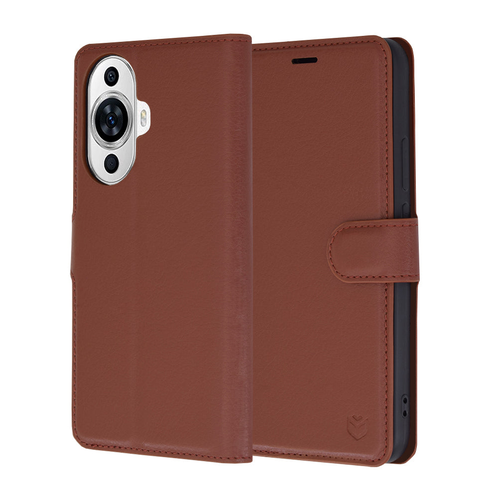 Hülle für Huawei nova 12s / nova 11, Techsuit, Leder-Folio, Braun
