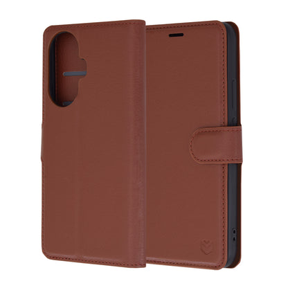 Hülle für Huawei nova 12s / nova 11, Techsuit, Leder-Folio, Braun