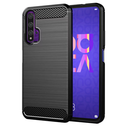Custodia per Huawei nova 5T / Honor 20, Techsuit, Carbonio, Nera