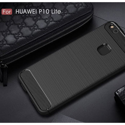 Custodia per Huawei P10 Lite, Techsuit, Carbonio, Nera