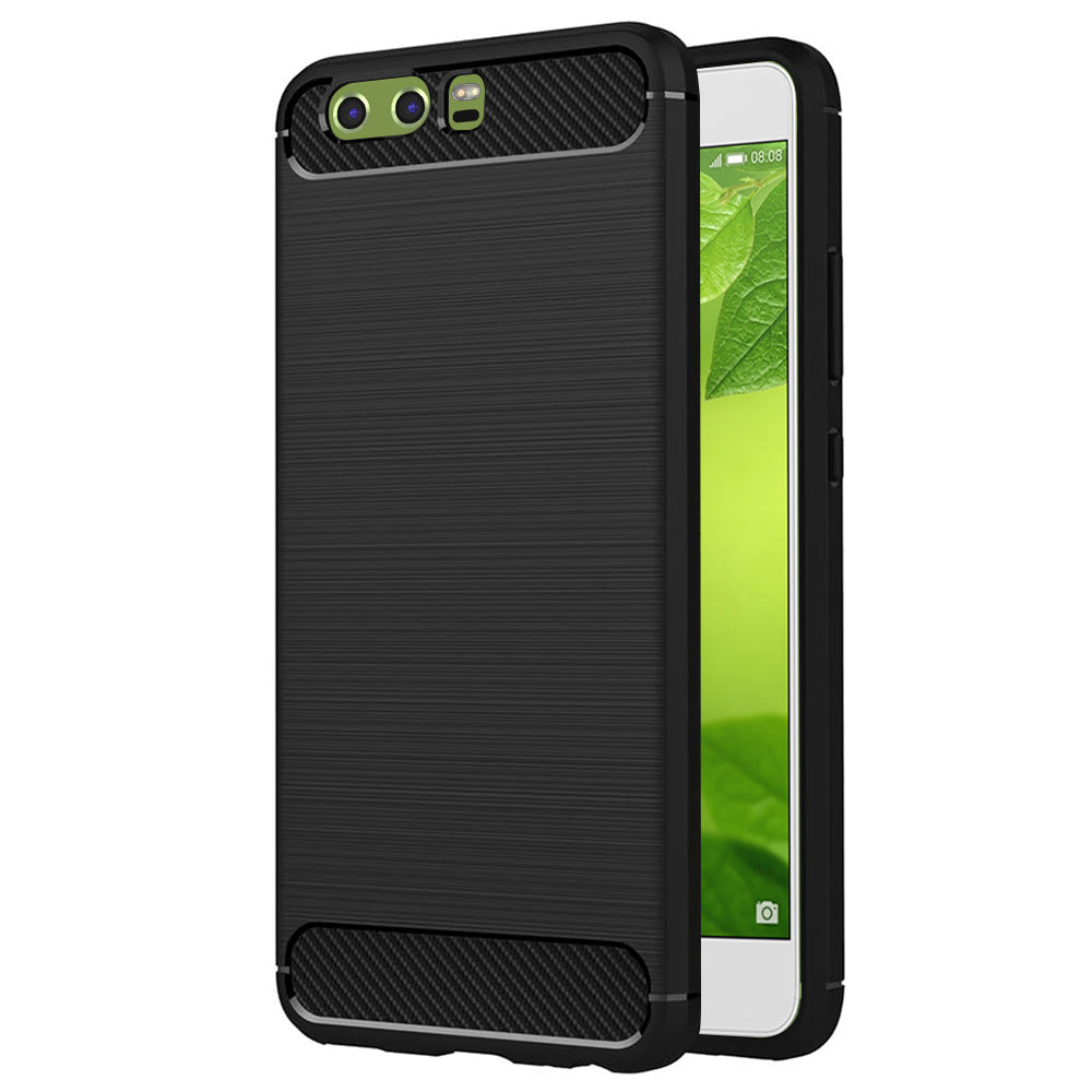 Coque pour Huawei P10, Techsuit, Carbone, Noire