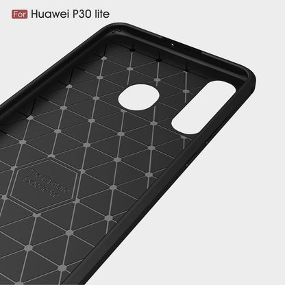 Custodia per Huawei P30 lite New Edition / P30 lite, Techsuit, Carbonio, Nera