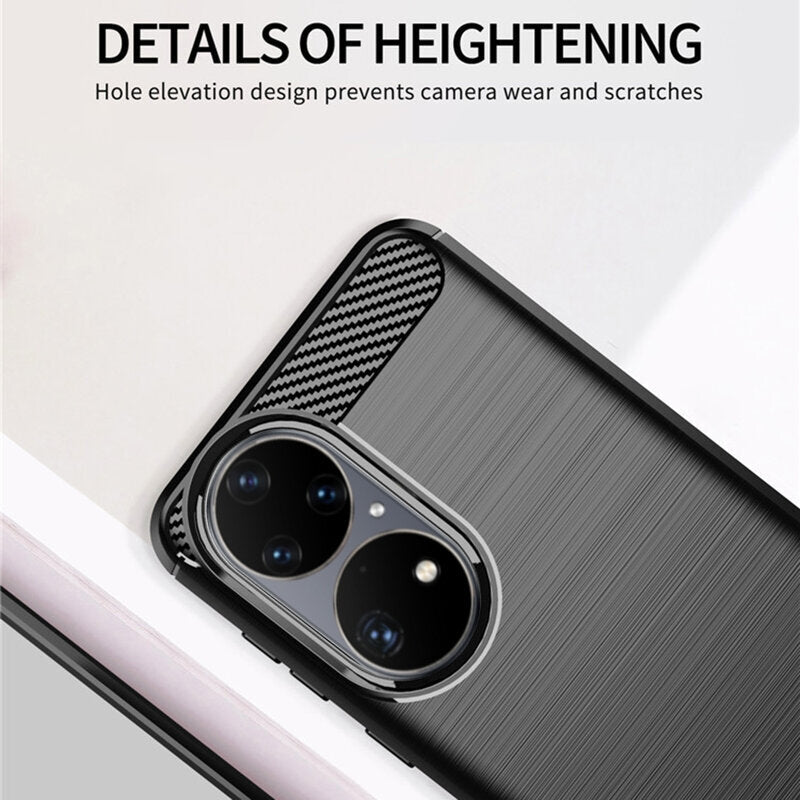 Coque pour Huawei P50 Pro, Techsuit, Carbone, Noire