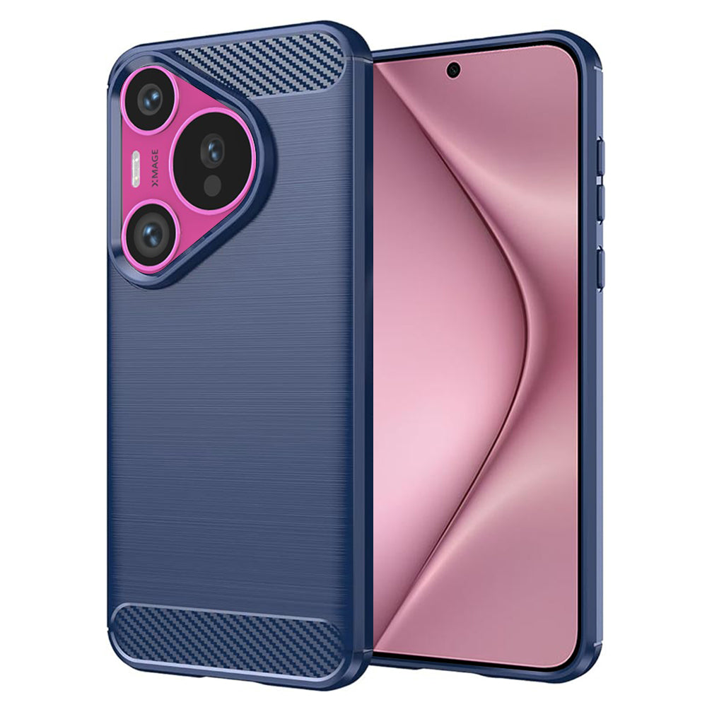 Coque pour Huawei Pura 70, Techsuit, Carbone, Bleue