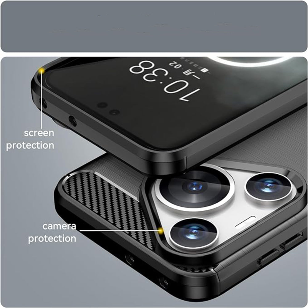 Coque pour Huawei Pura 70, Techsuit, Carbone, Bleue