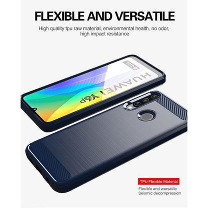 Hülle für Huawei Y6p, Techsuit, Carbon, Schwarz