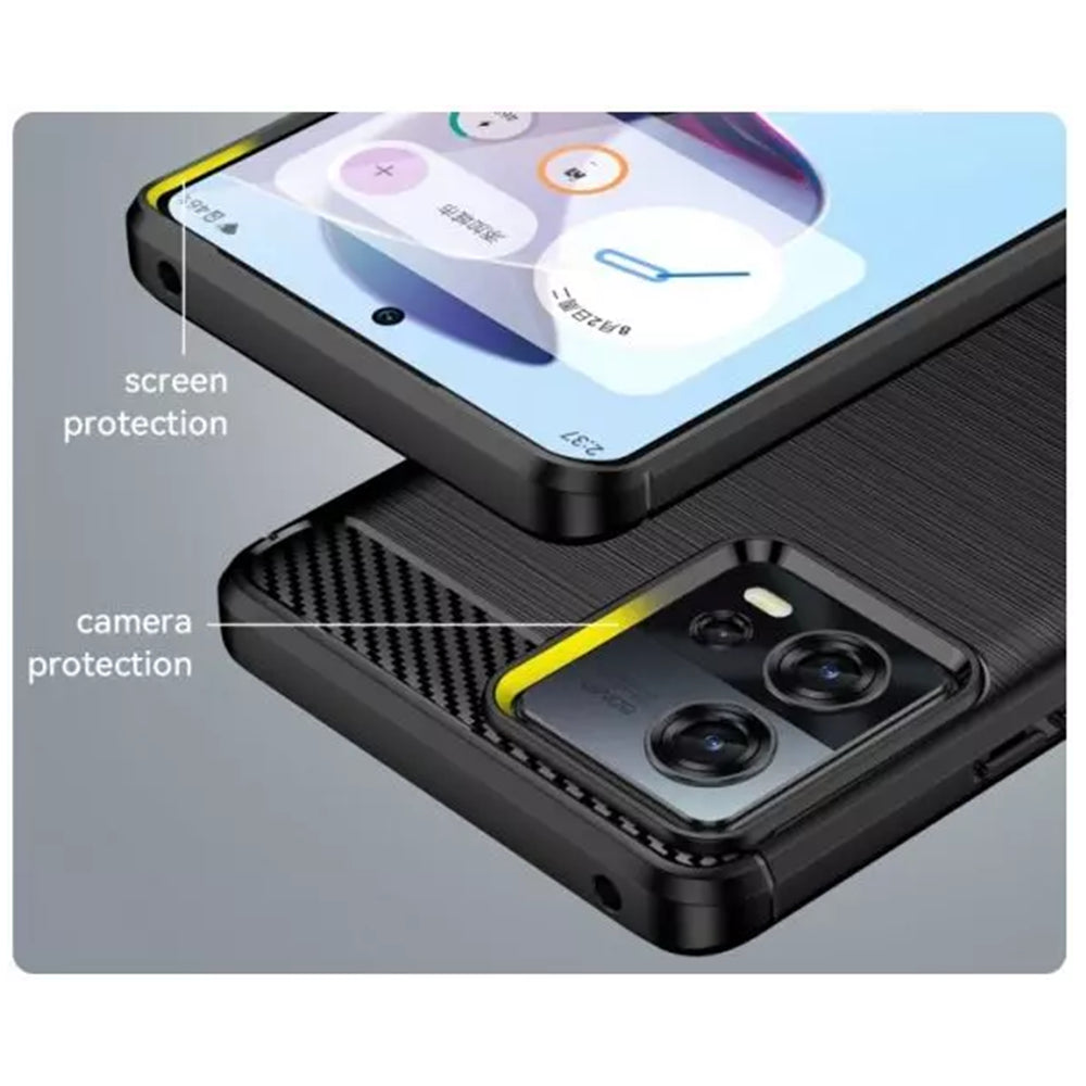 Custodia per Motorola Edge 30 Fusion, Techsuit, Carbonio, Nera
