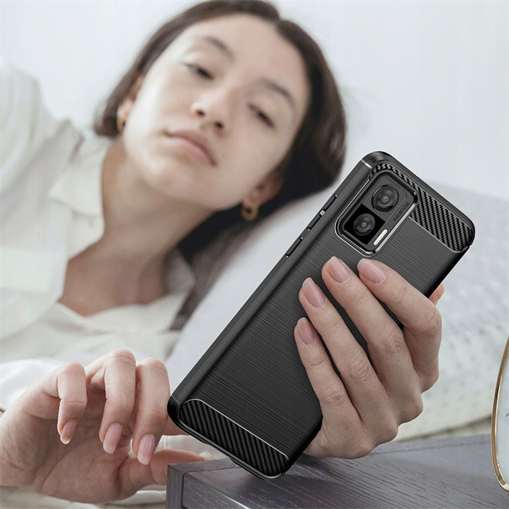 Custodia per Motorola Edge 30 Neo, Techsuit, Carbonio, Nera
