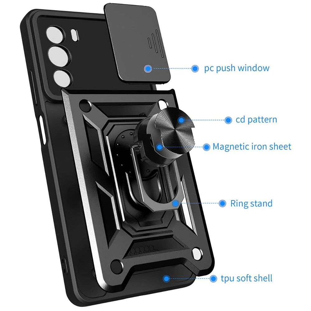 Coque pour Motorola Edge 30, Techsuit, CamShield, Noire