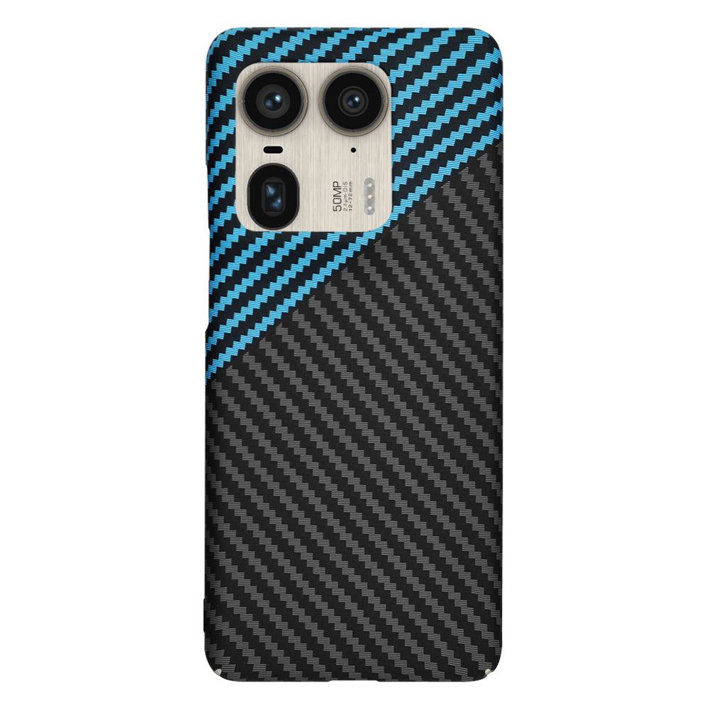 Hülle für Motorola Edge 50 Ultra, Techsuit, Carbonite FiberShell, Schwarz Blau