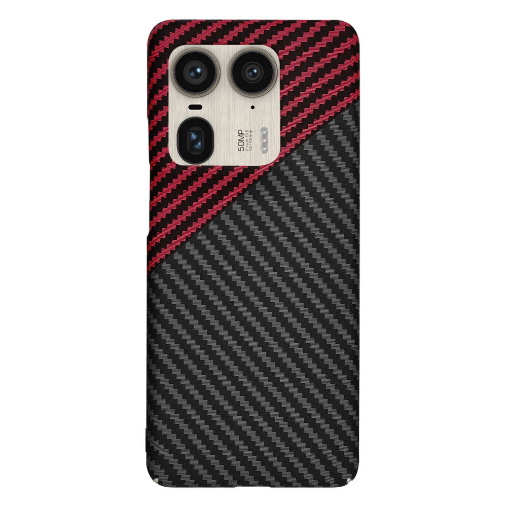 Hülle für Motorola Edge 50 Ultra, Techsuit, Carbonite FiberShell, Schwarz Rot