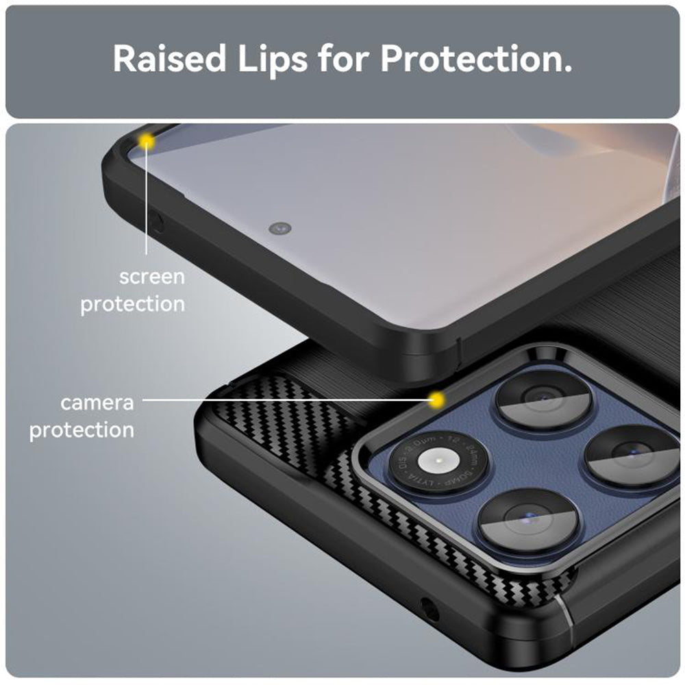 Coque pour Motorola Edge 60 Fusion / Edge 60, Techsuit, Carbone, Noire