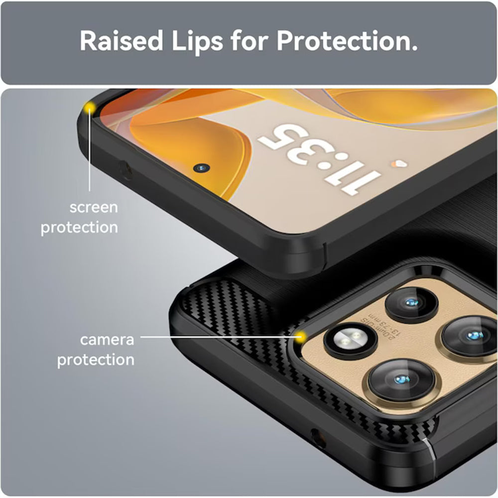 Custodia per Motorola Edge 60 Neo / Edge 50 Neo, Techsuit, Carbonio, Blu