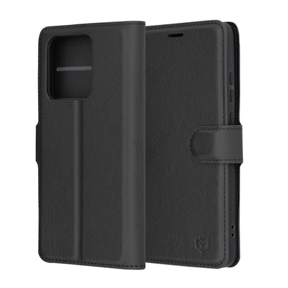 Custodia per Motorola Edge 60 Neo / Edge 50 Neo, Techsuit, Leather Folio, Nera