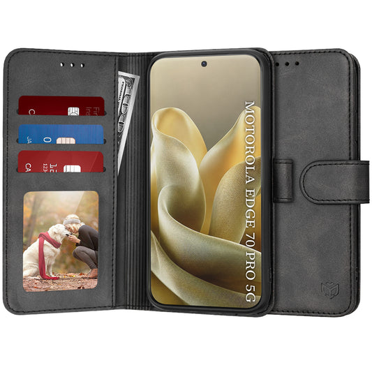Custodia per Motorola Edge 70 Pro, Techsuit, Diary Book, Nera
