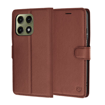 Coque pour Motorola Edge 70 Pro, Techsuit, Leather Folio, Marron