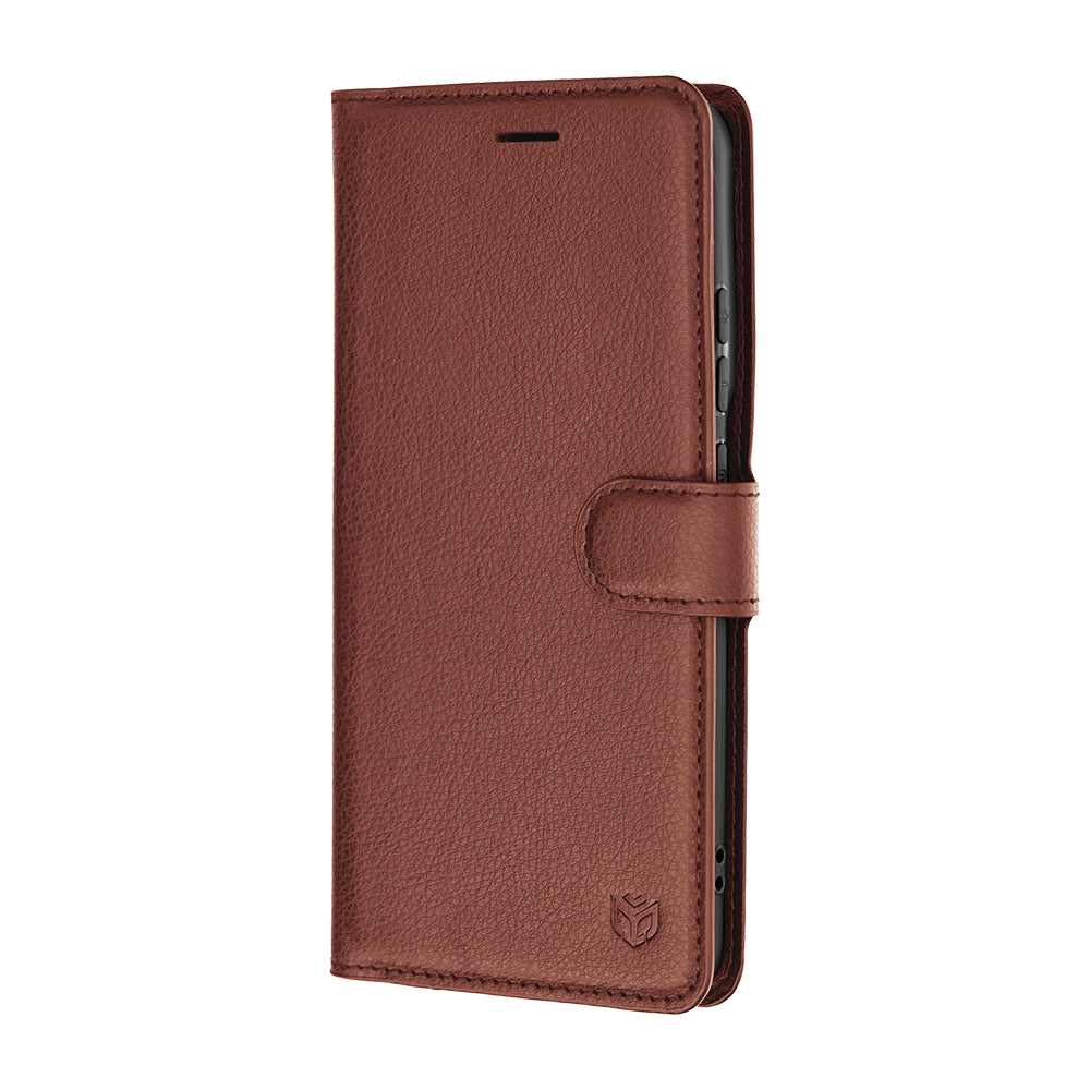 Coque pour Motorola Edge 70 Pro, Techsuit, Leather Folio, Marron