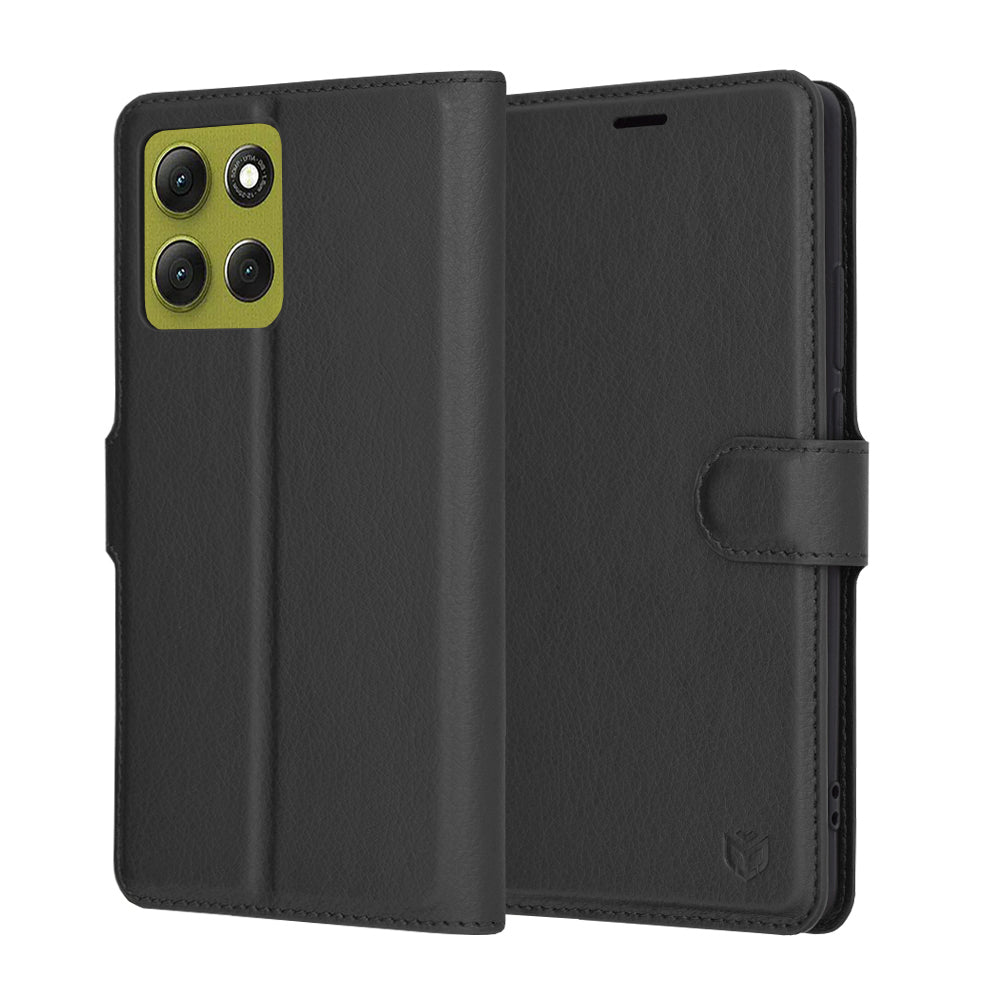 Coque pour Motorola Moto G86, Techsuit, Leather Folio, Noire