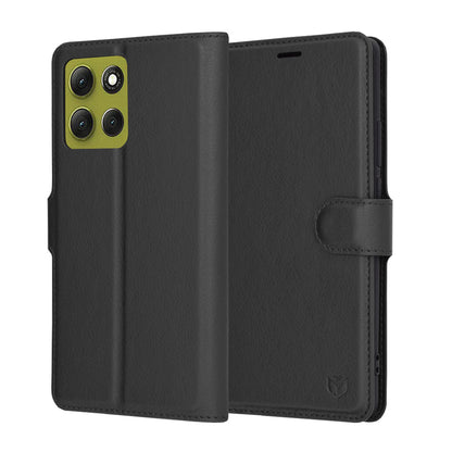 Coque pour Motorola Moto G86, Techsuit, Leather Folio, Noire